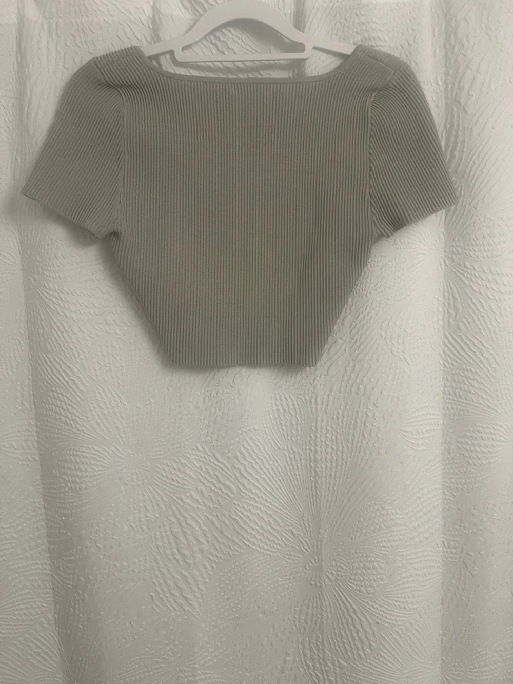 Aritzia Babaton Taupe Ribbed Square Neck Crop Top Women's Size M - Picture 5 of 9